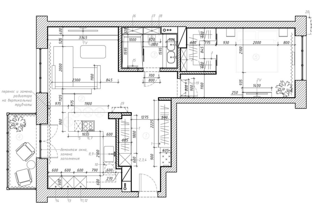 Ремонт 2-комнатной квартиры 64 м² под ключ в Воронеже