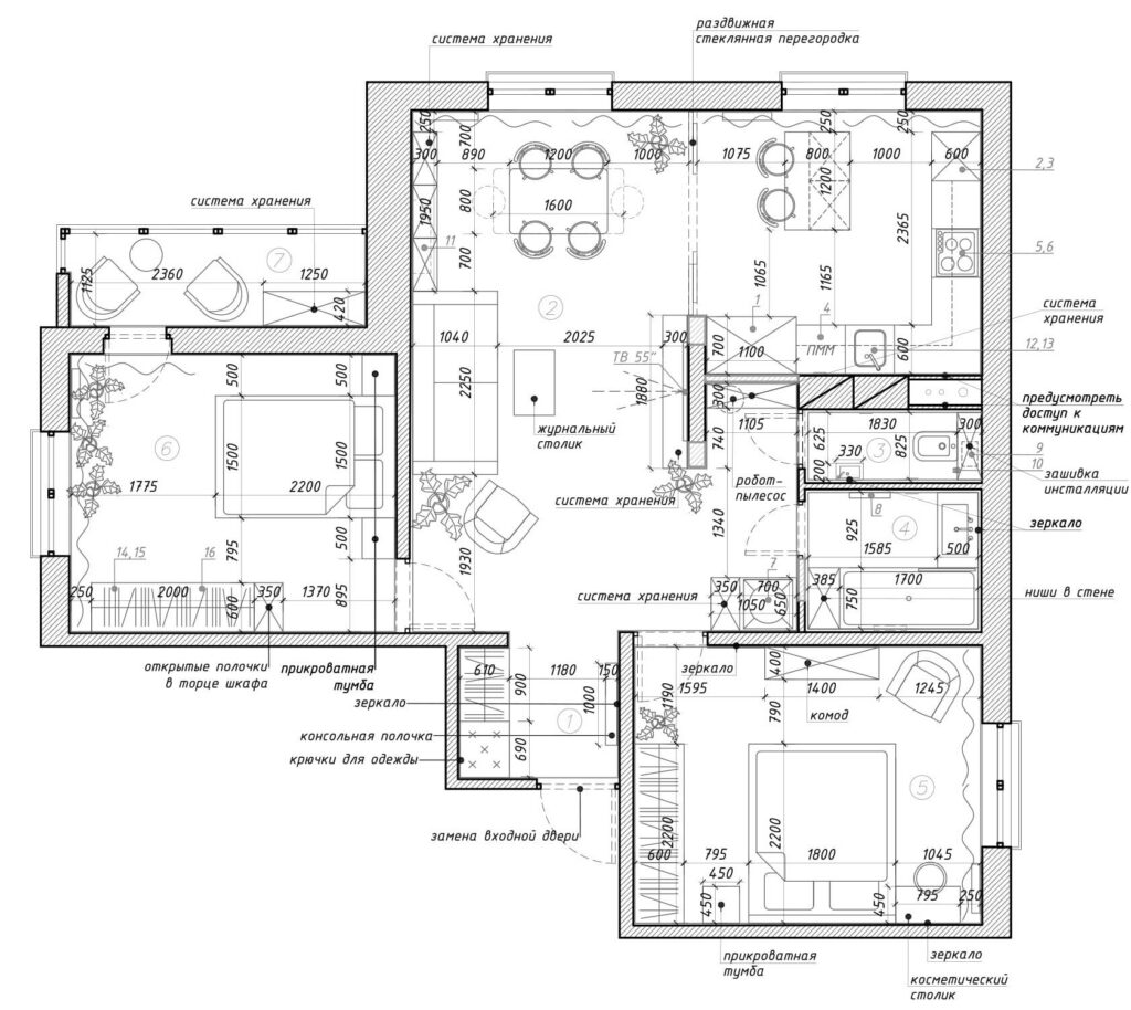 Ремонт 2-комнатной квартиры 79 м² под ключ в Воронеже